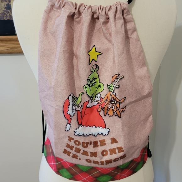 Grinch Cinch Drawstring Bag Backpack Christmas 💚 C4 - Picture 5 of 6